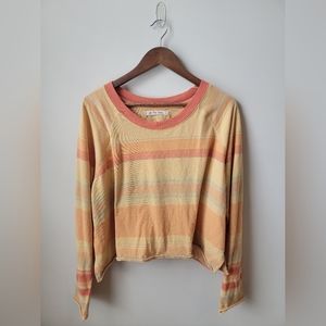 Free People Yellow Orange Cropped Long Sleeve Shirt